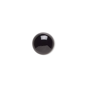 Cabochon, black onyx (dyed), 10mm calibrated round, B grade, Mohs hardness 6-1/2 to 7. Sold per pkg of 10.