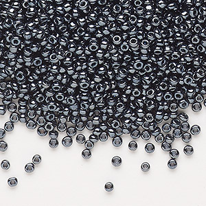 Seed bead, Dyna-Mites&#153;, glass, opaque iris silver, #11 round. Sold per 40-gram pkg.