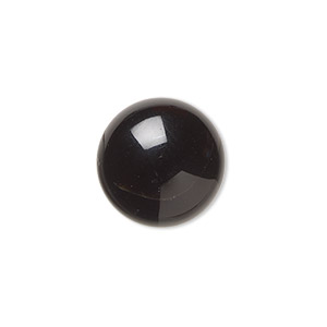 Cabochon, black onyx (dyed), 15mm calibrated round, B grade, Mohs hardness 6-1/2 to 7. Sold per pkg of 4.