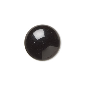 Cabochon, black onyx (dyed), 16mm calibrated round, B grade, Mohs hardness 6-1/2 to 7. Sold per pkg of 2.