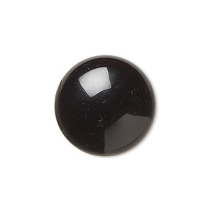 Cabochon, black onyx (dyed), 18mm calibrated round, B grade, Mohs hardness 6-1/2 to 7. Sold per pkg of 2.
