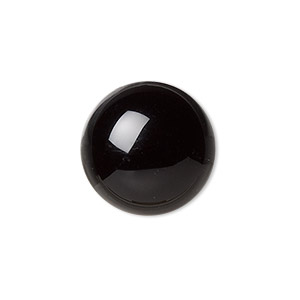 Cabochon, black onyx (dyed), 20mm calibrated round, B grade, Mohs hardness 6-1/2 to 7. Sold per pkg of 2.