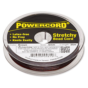 Cord, Powercord&reg;, elastic, brown, 0.5mm, 4-pound test. Sold per 25-meter spool.