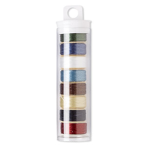 Thread, Nymo&reg;, nylon, assorted colors, size D. Sold per pkg of (8) 64-yard bobbins.