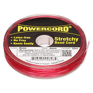 Cord, Powercord&reg;, elastic, rose, 0.8mm, 8.5-pound test. Sold per 25-meter spool.