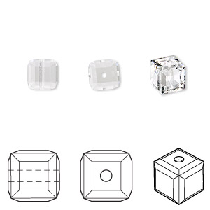 Bead, Crystal Passions&reg;, crystal clear, 6mm faceted cube (5601). Sold per pkg of 48.