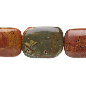 Bead, red creek jasper (stabilized), 20x15mm rectangle, B grade, Mohs hardness 6-1/2 to 7. Sold per 15-1/2&quot; to 16&quot; strand.