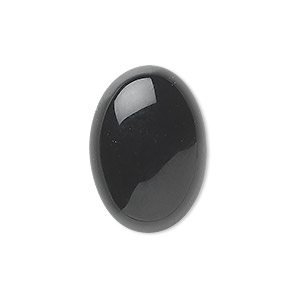 Cabochon, black onyx (dyed), 14x10mm calibrated oval, B grade, Mohs hardness 6-1/2 to 7. Sold per pkg of 6.