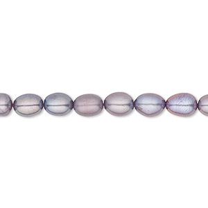 Pearl, cultured freshwater (dyed), lilac, 5-6mm rice, C grade, Mohs hardness 2-1/2 to 4. Sold per 16-inch strand.