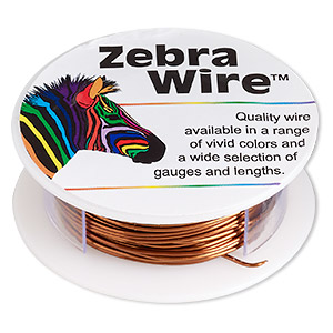 Wire, Zebra Wire&#153;, color-coated copper, brown, round, 20 gauge. Sold per 15-yard spool.