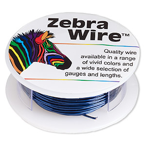 Wire, Zebra Wire&#153;, color-coated copper, sapphire blue, round, 20 gauge. Sold per 15-yard spool.