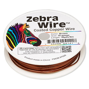 Wire, Zebra Wire&#153;, color-coated copper, brown, round, 18 gauge. Sold per 10-yard spool.