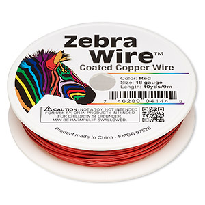 Wire, Zebra Wire&#153;, color-coated copper, red, round, 18 gauge. Sold per 10-yard spool.