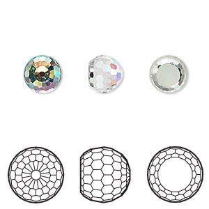 Embellishment, Crystal Passions&reg;, crystal AB, foil back, 8mm faceted ball fancy stone (4869). Sold per pkg of 2.