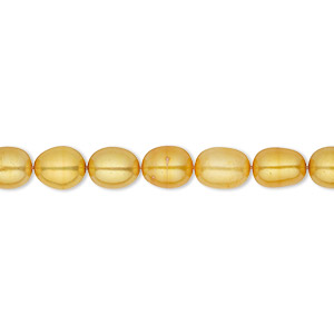 Pearl, cultured freshwater (dyed), copper, 5-6mm rice, C grade, Mohs hardness 2-1/2 to 4. Sold per 16-inch strand.