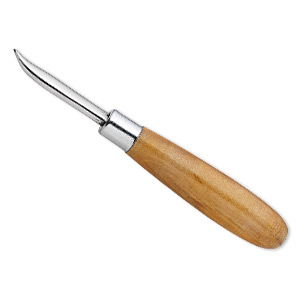 Burnisher, wood and stainless steel, curved, 6 inches with 2-inch tip. Sold individually.