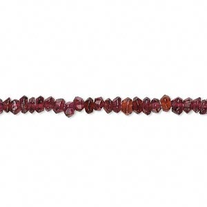 Bead, garnet (dyed), 3x2mm-4x2mm hand-cut faceted rondelle, C- grade, Mohs hardness 7 to 7-1/2. Sold per 13-inch strand.