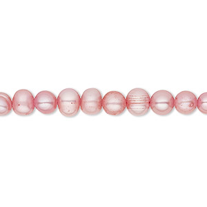 Pearl, cultured freshwater (dyed), blush, 4-5mm semi-round, C grade, Mohs hardness 2-1/2 to 4. Sold per 16-inch strand.