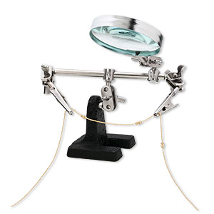 Third hand with magnifier, steel and glass, 2x power, 2-1/2 inch diameter magnifying  lens. Sold individually. - Fire Mountain Gems and Beads