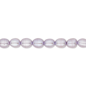 Pearl, cultured freshwater (dyed), lavender, 4-5mm rice, C grade, Mohs hardness 2-1/2 to 4. Sold per 16-inch strand.