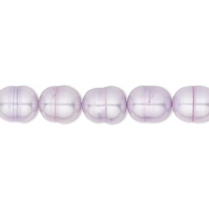 Pearl, cultured freshwater (dyed), lavender, 7-8mm rice, C grade, Mohs hardness 2-1/2 to 4. Sold per 16-inch strand.