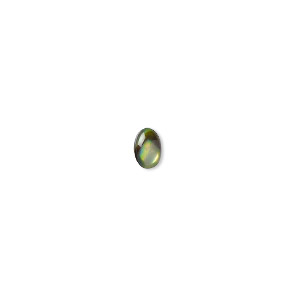 Cabochon, paua shell (coated), 6x4mm calibrated oval, Mohs hardness 3-1/2. Sold per pkg of 10.
