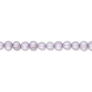 Pearl, cultured freshwater (dyed), lavender, 4-5mm semi-round, C grade, Mohs hardness 2-1/2 to 4. Sold per 16-inch strand.
