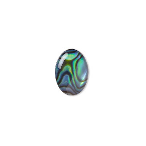 Cabochon, paua shell (coated), 14x10mm calibrated oval, Mohs hardness 3-1/2. Sold per pkg of 6.