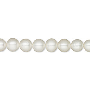 Pearl, White Lotus&#153;, cultured freshwater (bleached), white, 6-6.5mm semi-round, B+ grade, Mohs hardness 2-1/2 to 4. Sold per 15-1/2&quot; to 16&quot; strand.