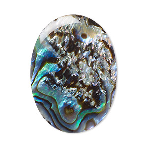 Cabochon, paua shell (coated), 30x22mm calibrated oval, Mohs hardness 3-1/2. Sold individually.