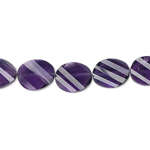 Bead, amethyst (natural), dark, 11x9mm hand-cut faceted twisted flat oval, B+ grade, Mohs hardness 7. Sold per pkg of 5.