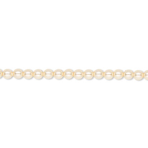 Pearl, Crystal Passions&reg;, light gold, 3mm round (5810). Sold per pkg of 100.
