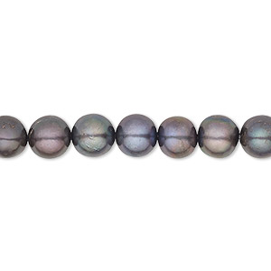 Pearl, cultured freshwater (dyed), peacock, 7-8mm semi-round, B grade, Mohs hardness 2-1/2 to 4. Sold per 15-1/2&quot; to 16&quot; strand.