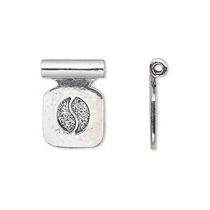 Bail, glue-on, antique silver-plated pewter (tin-based alloy), 19x14mm with 13mm square flat pad and tube bail. Sold per pkg of 2.