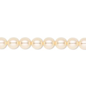 Pearl, Crystal Passions&reg;, light gold, 6mm round (5810). Sold per pkg of 50.