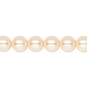 Pearl, Crystal Passions&reg;, light gold, 8mm round (5810). Sold per pkg of 50.