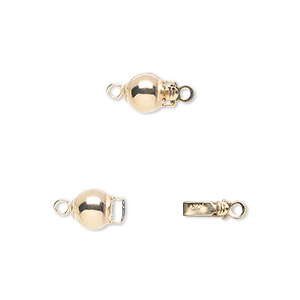 Clasp, tab with safety, 14Kt gold-filled, 6mm round. Sold individually.