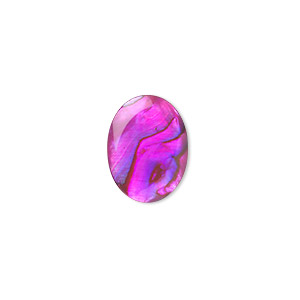 Cabochon, paua shell (coated / dyed), pink, 16x12mm calibrated oval, Mohs hardness 3-1/2. Sold per pkg of 4.