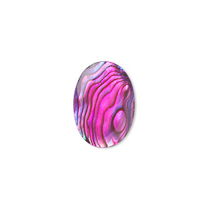 Cabochon, paua shell (coated / dyed), pink, 18x13mm calibrated oval, Mohs hardness 3-1/2. Sold per pkg of 4.