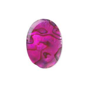 Cabochon, paua shell (coated / dyed), pink, 25x18mm calibrated oval, Mohs hardness 3-1/2. Sold individually.