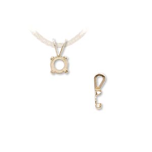 Pendant, Cab-Tite&#153;, 14Kt gold, 5mm with 4-prong round setting. Sold individually.