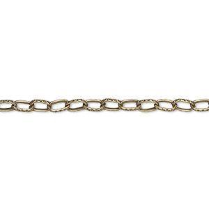 Chain, antique brass-plated steel, 3mm textured cable. Sold per pkg of 5 meters.