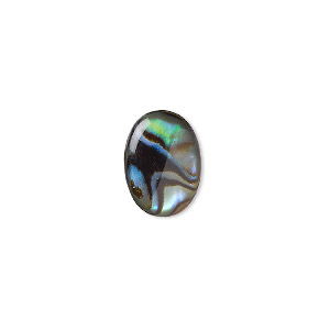 Cabochon, paua shell (coated / dyed), gold, 14x10mm calibrated oval, Mohs hardness 3-1/2. Sold per pkg of 6.