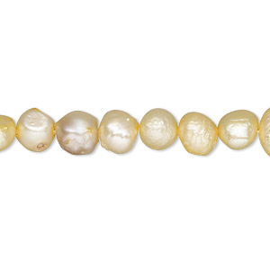 Pearl, cultured freshwater (dyed), dark golden wheat, 6-7mm flat-sided potato, D grade, Mohs hardness 2-1/2 to 4. Sold per 16-inch strand.
