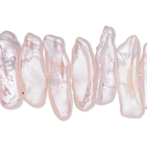Pearl, cultured freshwater (dyed), pink, 18x5mm-28x10mm stick, C+ grade, Mohs hardness 2-1/2 to 4. Sold per 16-inch strand.
