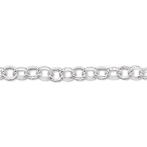 Chain, Hill Tribes, fine silver, 5-6mm engraved rolo. Sold per pkg of 2 feet.