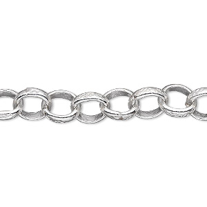 Chain, Hill Tribes, fine silver, 8mm engraved rolo. Sold per pkg of 2 feet.