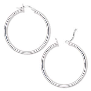 Earring, sterling silver-filled, 40mm round hoop with latch-back closure. Sold per pair.