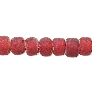 Bead, glass, translucent matte red, 9x7mm crow. Sold per 24-inch strand.