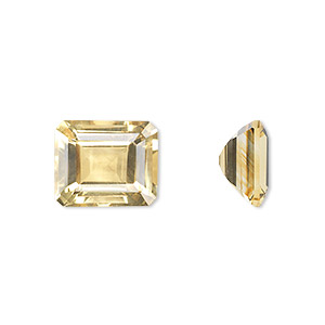 Gem, citrine (heated), 12x10mm faceted emerald-cut, A grade, Mohs hardness 7. Sold individually.